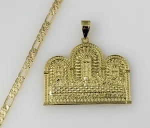 Plated The Last Supper 4mm 14K Diamond Cut Figaro Chain Necklace