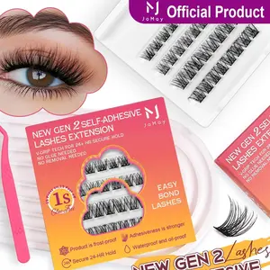 JoMay Self-Adhesive Lashes Extension Kit,No Glue Lash DIY Lash Clusters Kit,Beginner Friendly Eyelashes， individual lashes Makeup Cosmetic