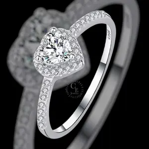 #050 #63M S925/Moissanite Heart Engagement Wedding Ring size 5,6,7,8 S925 heart Shape earrings 1.0mm 0.46ct SET Fashion Jewelry Set Jewellery Gift Set