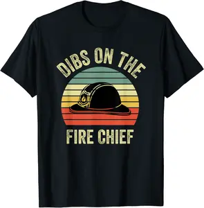 Vintage Retro Sunset Fire Fighters Dibs On The Fire Chief T-Shirt - Karlagarz Shop 42B09RHN34BX
