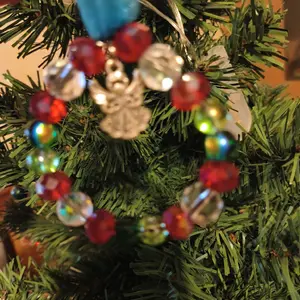 Crystal Wreath Christmas Ornaments with Colorful Beads and Angel Charm for Festive Decor