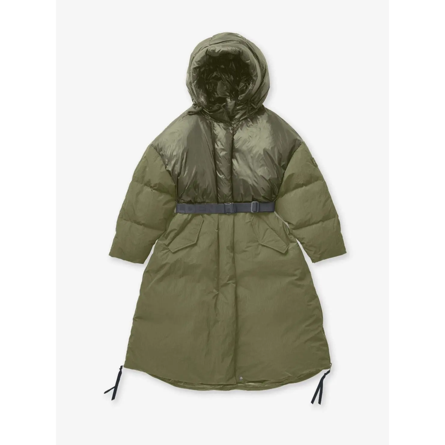 W Long Down Puffer - Stone Green