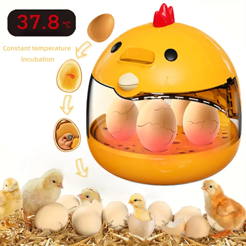 1PC Smart Egg Incubator for Poultry Chicken Duck Birds - Digital Thermostat Control, High Hatch Rate, Auto-Turning, Humidity Monitor, Home Use, 6 Egg