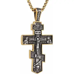 Eastern Orthodox Cross Necklace for Men Women Retro Religious  Crucifix Byzantine Cross Christian Pendant