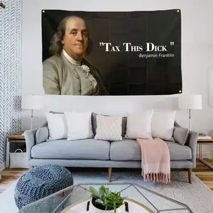 3*5ft Benjamin Franklin Tax Bendick Funny Flag Banner with Brass Grommet Decor Wall summer gift Decorationroom decortapestry gifts for boyfriendwall decor flags