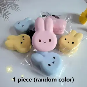 Cute Macaron Rabbit Stress Relief Toy, Soft PU Material, Random Color, Desktop Decoration, Party Favor, Adult Gift