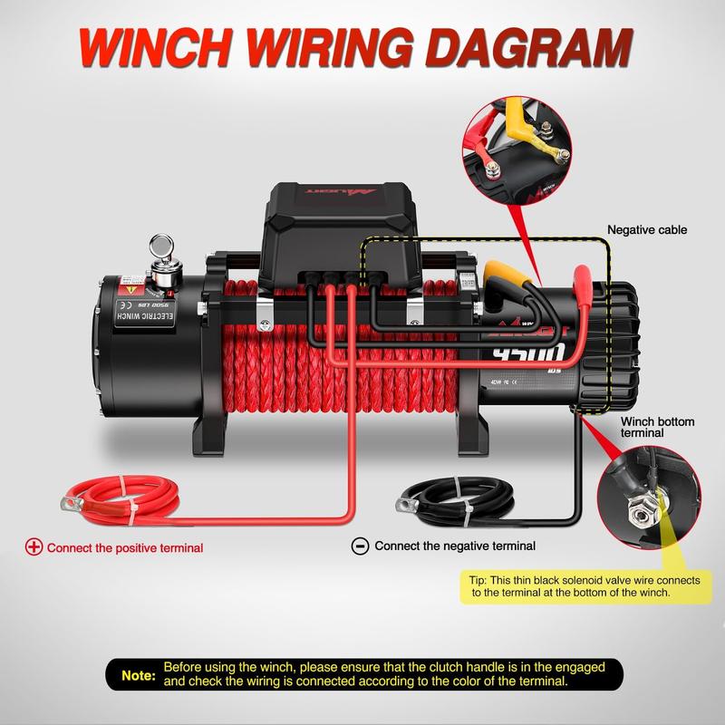 Nilight Electric Winch 12V Waterproof IP68 Towing Winches for Trailer Jeep ATV UTV Truck SUV 9500 LBS Portable Badlands Winch with Synthetic Rope Hawse Fairlead Wired Handle Wireless Remote Red Rope