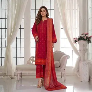 R-31 Luxury 3 Pc Embroidered Cotton Lawn Dress by Bin Saeed