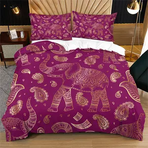 2/3 Piece Elephant Pattern Animal Print Decorative Bedding Set, Ultra-Fine Fiber Soft and Breathable Duvet Cover Set, Suitable for Bedroom Decoration and Room Layout