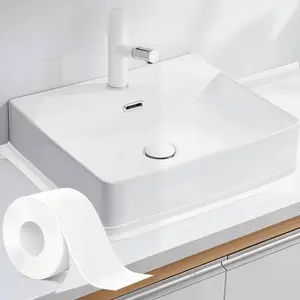 16.4FT*1.5IN White Waterproof Caulk Tape- Industrial Strength ,  Self-Adhesive Sealing Tape for Bathroom Kitchen Sink Toilet Tub Edges Easy Application & Durability Waterproof Mold-Proof