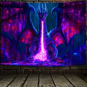 Purple Dragon fire-breathing pattern tapestry, Lightweight Decoration wall hanging, dopamine outdoor art tapestry, suitable for living room, bedroom, college dorm, trippy room decor , creative gift Hanging Tapestry,bedroom decorative accessories
