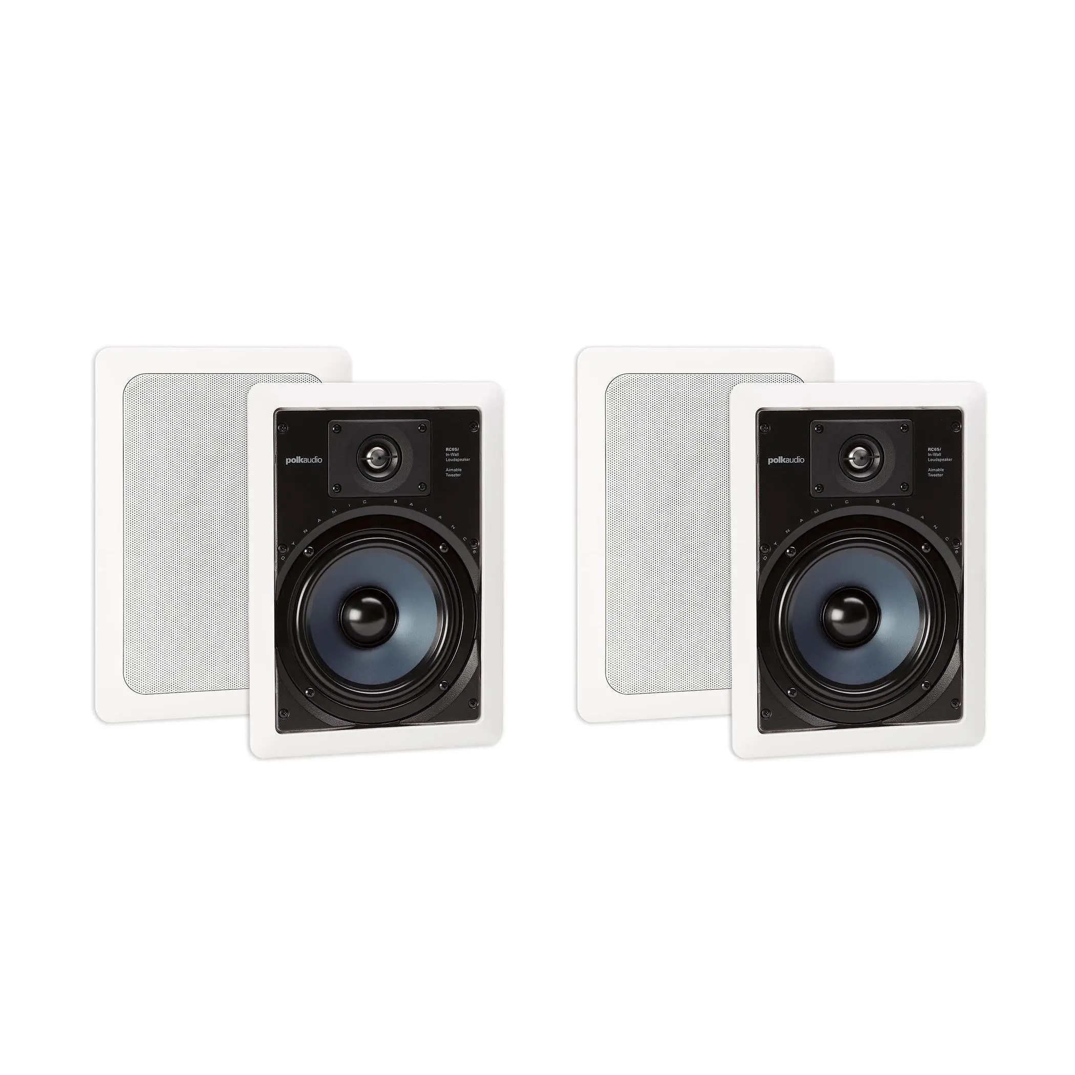 Polk Audio RC65i 2-Way Premium 6.5-Inch 8-Ohms In-Wall Stereo Speakers with .75-Inch Swivel Mount Tweeter, Mount for Home Audio Systems