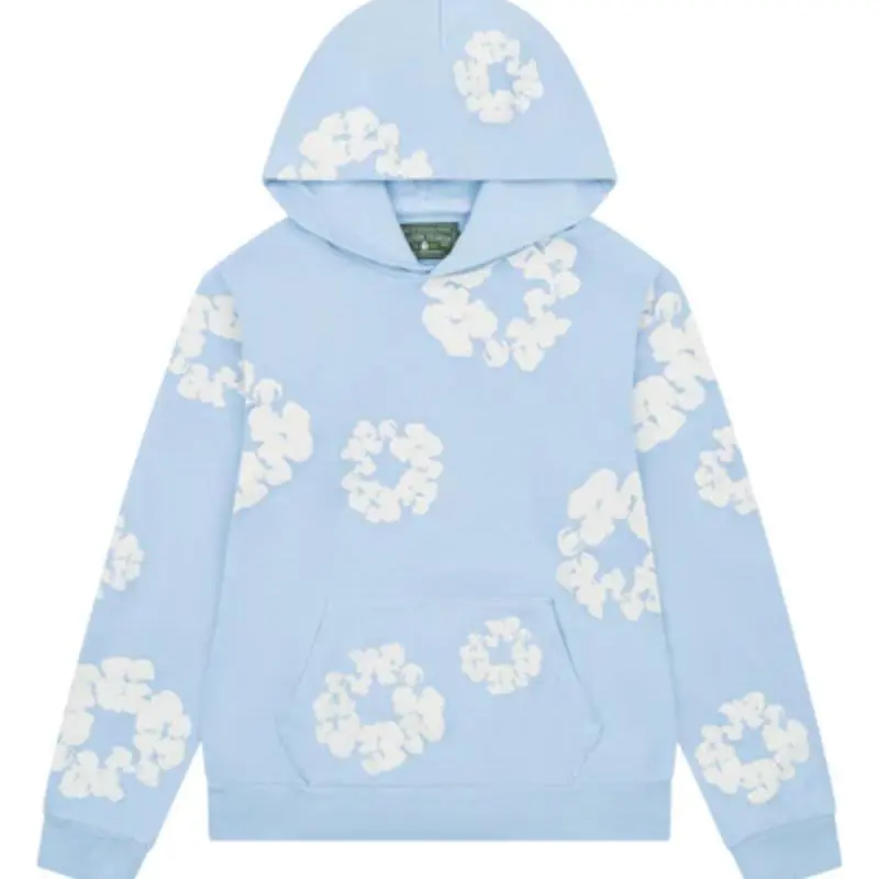 D3nim  Te@r The Cotton Wreath Sweatshirt "Powder Blue", Long Sleeve Pullover, Gift for Him Her