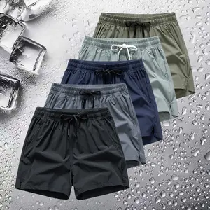 Men’s with zipper pockets, regular fit, casual drawstring waist—breathable athletic suitable for summer outdoor wear, ideal for everyday activities and vacations, and appropriate for all seasons. Men's Breathable Shorts Solid Color