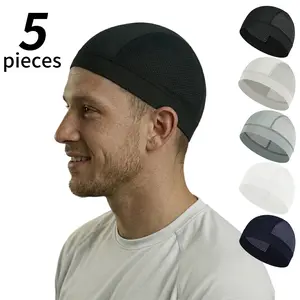 5 Pack Cooling Breathable Mesh Skull Cap for Men Women, Lightweight Quick Dry Sweat Wicking Helmet Liner Beanie for Cycling Motorcycle Bike Hard Hat, Under Helmet Inner Cap for Outdoor Sports Running Hiking Workout