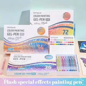 36/54/72 Colors Glitter Gel Pens, Large-Capacity 1.0 mm Tip Flash Effect Colored Pen Set, Ideal for Art, Notebooks, Scrapbooking and Office Supplies, Coloring Supplies, Art Drawing Supplies, DIY Painting Supplies