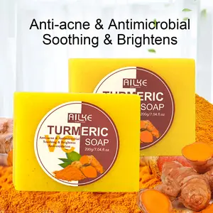 AILKE Organic Turmeric Soap Bar, Brighten, Remove Darkness, Brightening, Cleaning, Exfoliates, Even Skin Tone