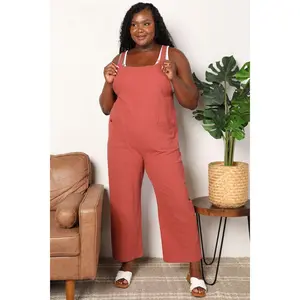 Perfee Wide Leg Overalls with Front Pockets