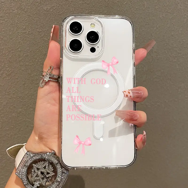 Magnetic Soft Case for iPhone11/12/13/14/15/16/promax, Bow Bible collage MagSafe Compatible, transparent phonecase stuff,Aesthetic Pattern Design,cutephonecases