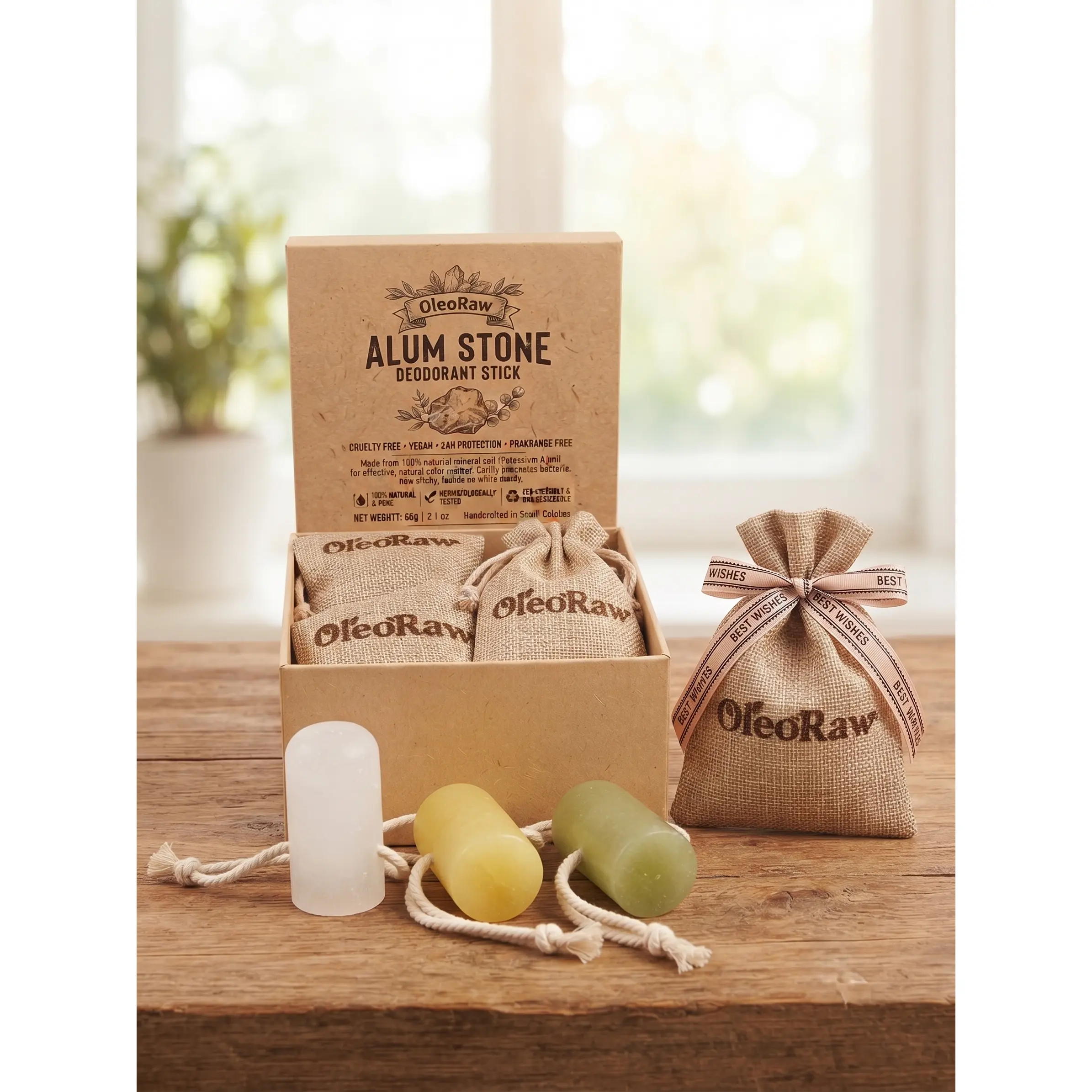 3-Pack Natural Alum Stick Deodorant & Aftershave Gift Set - Unscented, Aloe Vera, Turmeric Crystal, Antibacterial, Smooth Gentle Daily Solution for Sensitive Skin (2 oz/60g Each)