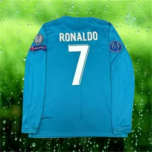 2017 2018 Away Retro Blue No.7 Ronaldo Long Sleeve Soccer jersey