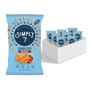 7 Barbeque Quinoa Chips, Healthy Low Calorie, Gluten Free, Vegan, ProteinPacked, NutFree Snack, NonGMO, PlantBased Gourmet Chips, Baked Lentil Crisps, 3.5oz Bags, 8
