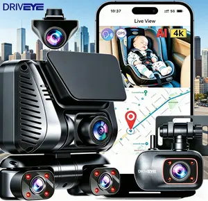 DRIVEYE 4K Baby Monitor Dash Cam, 5-Channel 360° View, 128GB Card & CPL Filter, IR Night Vision, 24/7 Parking Mode, Voice Control, 5GHz WiFi GPS, G-Sensor