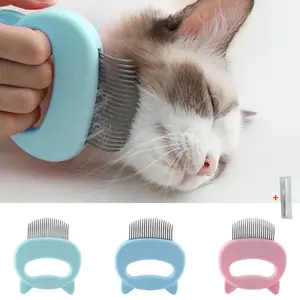 Pet Grooming Comb for Cats+1pc Cleaning Rod, Gentle Massage And Hair Removal Brush, Durable Plastic Material, for Feline Care And Shedding, Cat Brush