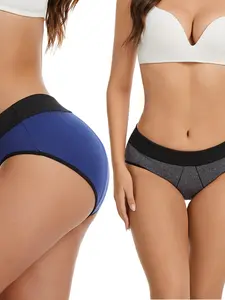 2 pack Women's High-Waisted, 4-Layer Leak-Proof Period Panties — Plus-Size Full-Coverage Briefs