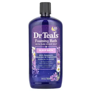 Dr. Teal's Foaming Bath With Pure Epsom Salt, With  Melatonin, Lavender & Chamomile, 34 fl oz (1,000 ml)