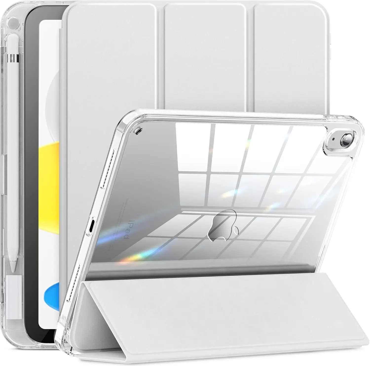 iPad A16 Case 11th Generation 11 Inch 2025, iPad 10th Generation Case 10.9 Inch 2022, Clear Protective Slim Cover with Apple Pencil Holder & Charging Adapter Slot (Silver)