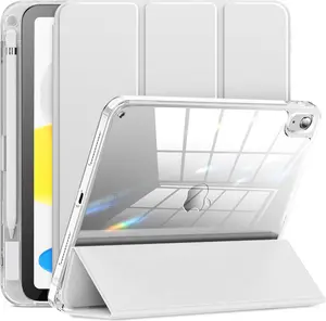 iPad A16 Case 11th Generation 11 Inch 2025, iPad 10th Generation Case 10.9 Inch 2022, Clear Protective Slim Cover with Apple Pencil Holder & Charging Adapter Slot (Silver)