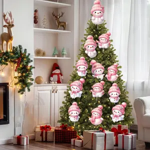 6 Piece 2D Flat Snowman Christmas Tree Decorations, Hollow Plastic Board Easy Installation, Festive Home Holiday Scene Props