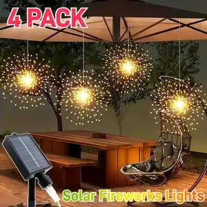 Solar-Powered Firework Lights Set, Hanging 240 LED Starburst Ball String, 8 Modes, Outdoor Decorative Lights & Indoor Use, Porch, Patio, Garden, Wedding, Christmas