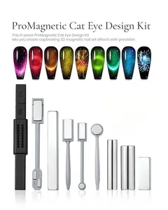 [RUBY VIBE CO] ProMagnetic Cat Eye Design Kit – 9 Magnetic Tools for 3D Nail Art Designs