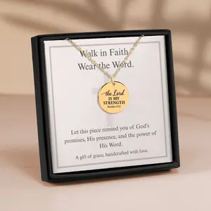 The Lord Is My Strength Coin Necklace – Exodus 15:2 Faith Pendant