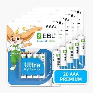 EBL 20-Count AAA Alkaline Batteries, Long-Lasting Power for Remote, Toy, 10-Year Shelf Life