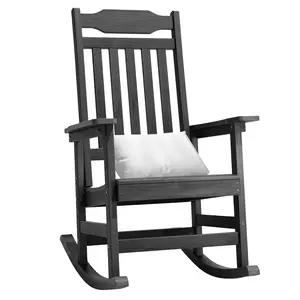 Outdoor Rocking Chair Patio Rocking Chair All-Weather, Oversized Porch Rocker Chair 350 lbs Weight Capacity for Backyard,Fire Pit, Lawn,Garden,Outdoor and Indoor,Black