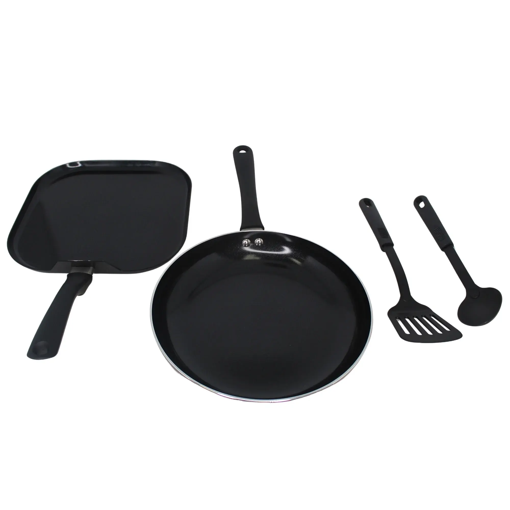 IMUSA Nonstick Ceramic Cookware Set 4-Pieces, 10" and 10.5" Inches, with Stay-Cool Handles, Aluminum, Black IMUSA USA