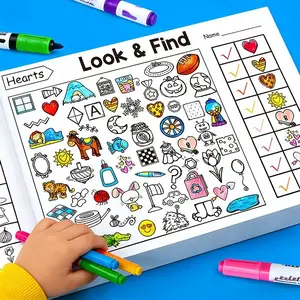 32-Page Find-The-Difference Book, Enhances Observation and Focus, Early Education Coloring Workbook, Ideal for Home and School