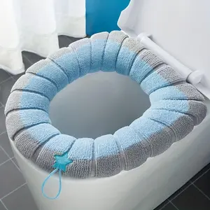 Two-color Seat Cushion Household Home Goods Bathroom Restroom Seat Cushion Toilet Seat Cover Mat Winter Thickened Toilet Cover Toilet Seat Ring Mat Washable