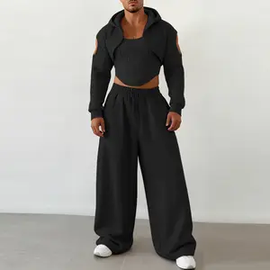  INCERUN Men's/Sexy Summer Trendy Cutout Corset Crop Set | Dramatic Wide-Leg Bottoms | Music Festival, Clubwear, Trendy Street