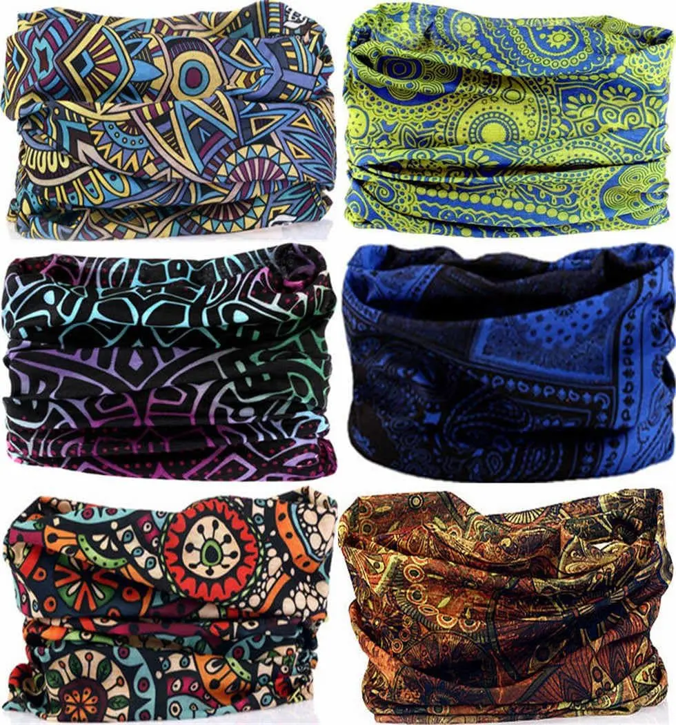 Polyester Stretchable Multi-Functional Headband - Outdoor Sports Face Cover, Neck Gaiter, Head Wrap Headwear Bandana for Men, Women (Multiple Packs for Running Hiking), Unisex