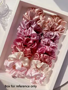 16 Pcs Satin Scrunchies for Women, Ultra-Soft Elastic Hair Ties, Solid Color Hair Bands for Ponytails, Buns, Everyday Use, Hair Accessories Set