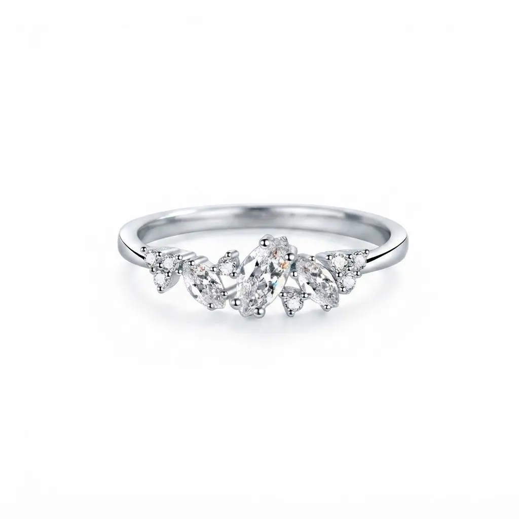 (Marquise Band) 925 Sterling Silver Synthetic Moissanite Marquise Ring,round solitaire ring, hearts and arrows moissanite ring, round cut silver ring, real moissanite ring, classic solitaire engagement ring
