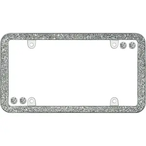 Shattered License Plate Frame, Chrome/Clear (with fastener caps)