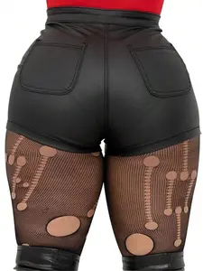 Spring Summer High Waist Fitted Coated PU Women's Shorts, Stylish Ladies' Casual Wear, Comfortable and Trendy Design, Perfect for Daily