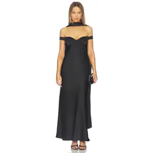 Runaway The Label Raphaella Off Shoulder Maxi Dress in Noir
