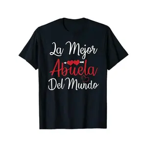 100% Pure Cotton Soft & Skin-FriendlyMen's Spanish Mother's Day T-Shirt - 100%  180gsm Heavyweight Casual Short Sleeve Shirt with " Mejor Abuela/Abuela del Mundo" Spanish Phrase & Grandma Granddaughter/Nephew Print - Ideal Gift for Abuelos