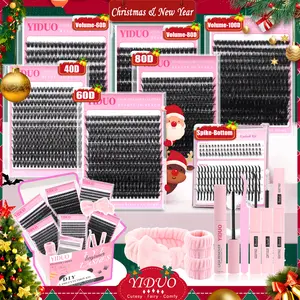 YIDUO 7 Styles Lash Clusters Kit Volume Eyelash Clusters Kit With Bottom eyelash&Spikes Lashes 1600 pcs DIY Eyelash Extensions 5-20mm 40D&60D&80D&100D&Volume Lash with Lash Bond and Seal, Lash Remover